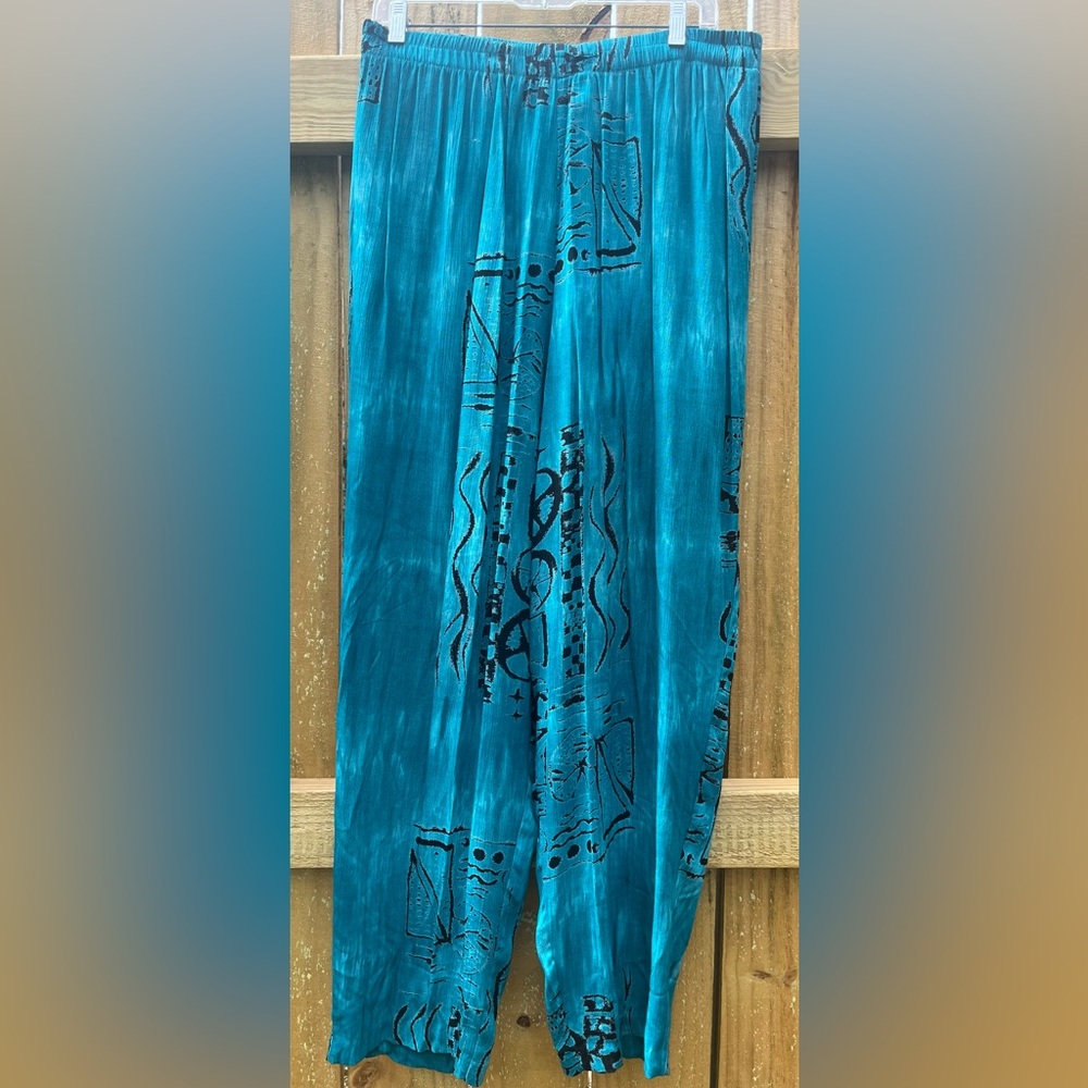 Vtg. Teal/Black Solitaire Pant Set - Picture 7 of 8